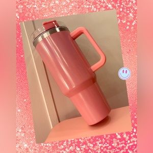Pink Glitter 40oz Tumbler With Handle and Straw